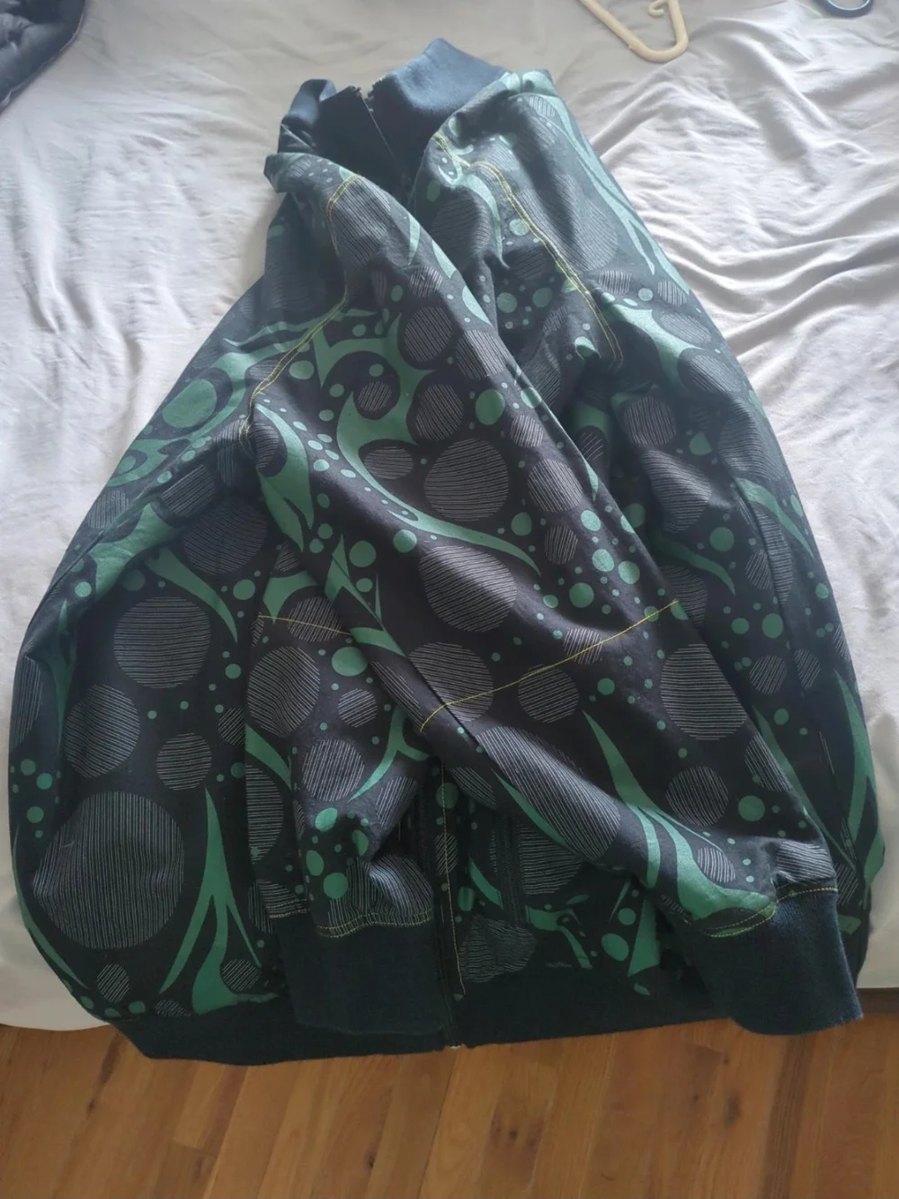Green and Black Graphic Zip-Up Jacket